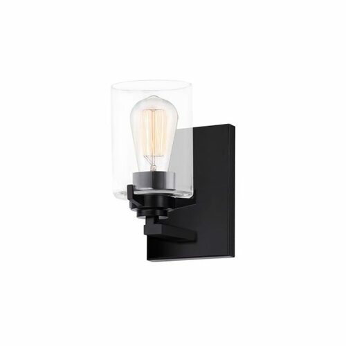 Justice Design Group Cylindro Wall Sconce in Matte Black by Evolv by Justice Design Group FSN-8091-CLER-MBLK