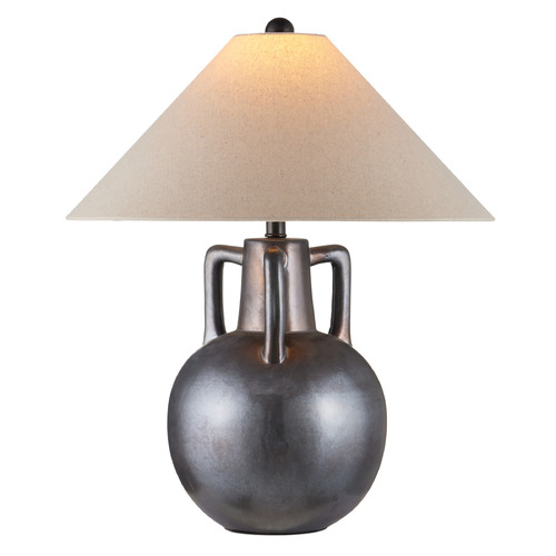 Currey and Company Lighting Currey and Company Autry Iridescent Gray Table Lamp with Coolie Shade 6000-1035