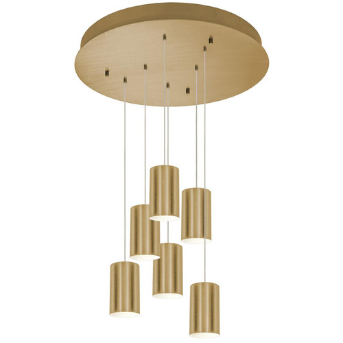 Afx Lighting Tyke Satin Brass Multi-Light Pendant with Cylindrical Shade