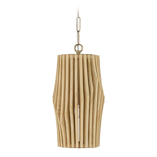 Capital Lighting Archer Blonde Wood and Matte Brass Mini-Pendant Light with Drum Shade