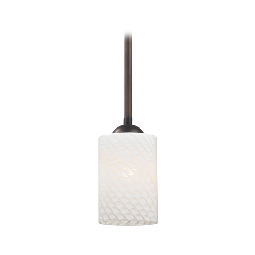 Design Classics Lighting Modern Mini-Pendant Light with White Cylinder Art Glass Shade 581-220 GL1020C