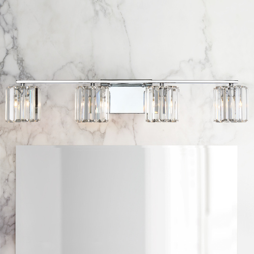 Quoizel Lighting Quoizel Divine Polished Chrome 4-Light Bathroom Light with Clear Crystal Glass Shades PCDV8604C