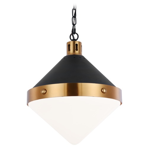 Matteo Lighting Sphericon Matte Black & Aged Gold Pendant by Matteo Lighting C72203AGOP