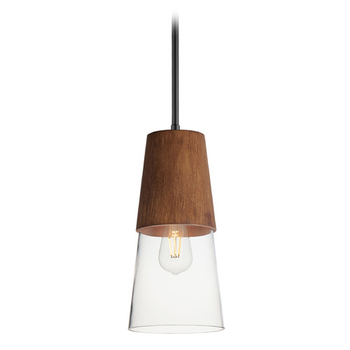 Maxim Lighting Carpenter Walnut & Black Mini Pendant by Maxim Lighting 91620CLWNBK