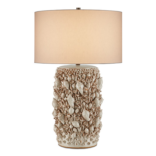 Currey and Company Corfu Milky White Table Lamp with Drum Shade