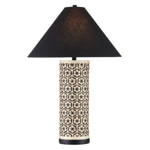 Currey and Company Nebulon Natural Bamboo & Black Table Lamp with Empire Shade