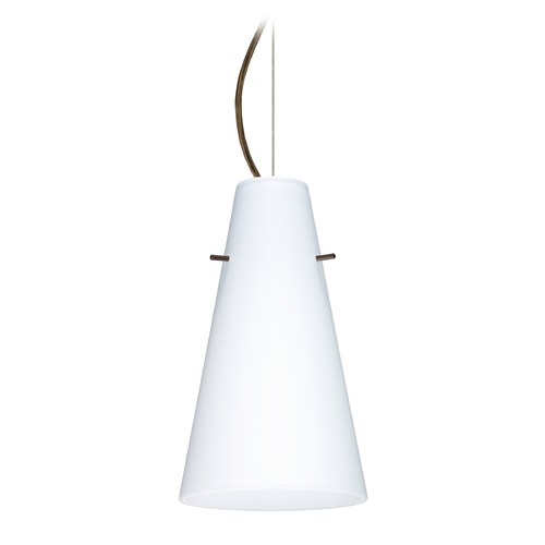 Besa Lighting Besa Lighting Cierro Bronze LED Mini-Pendant Light with Conical Shade 1KX-412407-LED-BR