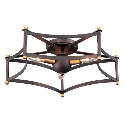 Maxim Lighting Wellington Oil Rubbed Bronze & Antique Brass Flush Mount by Maxim Lighting 13590OIAB