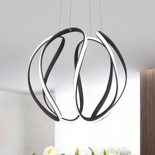 Waving Earth Black LED Pendant with Abstract Shade 3000K by Quoizel Lighting