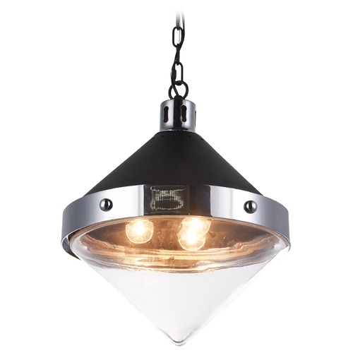 Sphericon Matte Black & Chrome Pendant by Matteo Lighting