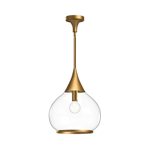 Alora Lighting Alora Lighting Hazel Aged Gold Pendant Light with Bowl / Dome Shade PD524214AGCL