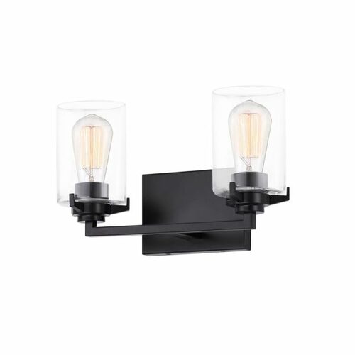 Cilindro 2-Light Bath Bar in Matte Black by Evolv by Justice Design Group