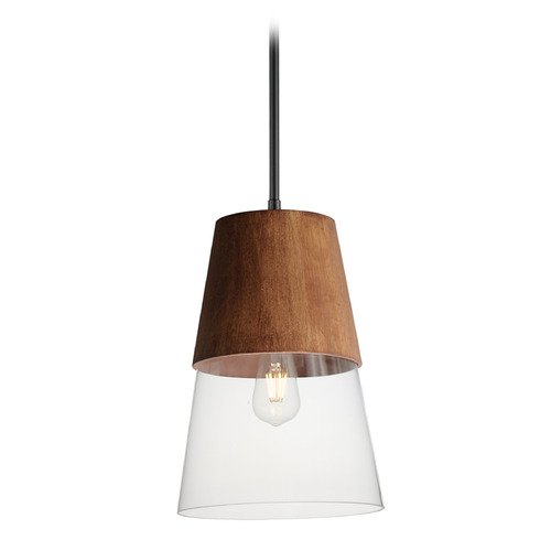 Maxim Lighting Carpenter Walnut & Black Mini Pendant by Maxim Lighting 91622CLWNBK