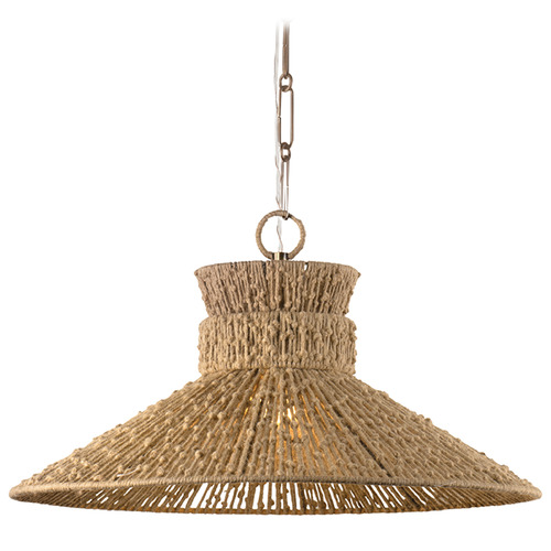 Troy Lighting Raphael Patina Brass LED Pendant Light with Coolie Shade