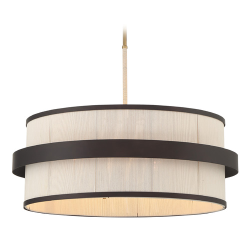 Minka Lavery Harbor Wrap Dark Bronze & Painted Legacy Brass Pendant Light with Drum Shade