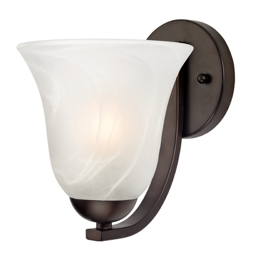 Design Classics Lighting Sconce with Alabaster Glass in Bronze Finish 585-220 GL9222-ALB