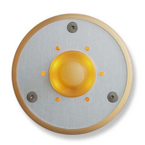 Round Illuminated Doorbell Button in Orange by Spore Doorbells