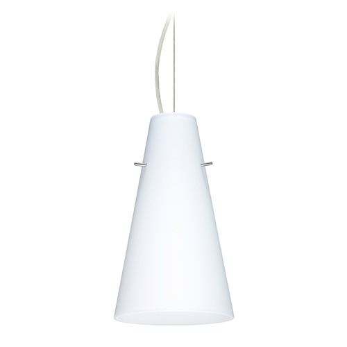 Besa Lighting Cierro Satin Nickel LED Mini-Pendant Light with Conical Shade