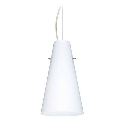 Besa Lighting Besa Lighting Cierro Satin Nickel LED Mini-Pendant Light with Conical Shade 1KX-412407-LED-SN