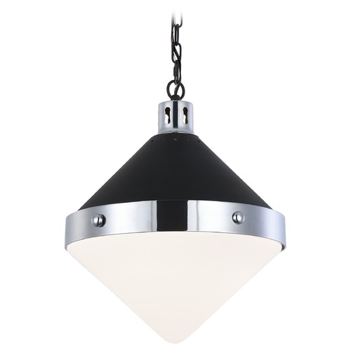 Sphericon Matte Black & Chrome Pendant by Matteo Lighting