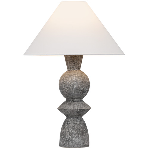 Troy Lighting Cyrah Patina Brass & Ceramic Lunar Grey LED Table Lamp with Empire Shade