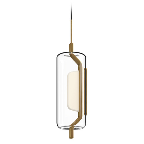 Kuzco Lighting Hilo Brushed Gold LED Mini-Pendant Light with Cylindrical Shade