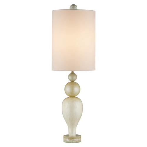 Currey and Company Hutson Warm Ivory & Light Olive Table Lamp with Cylindrical Shade