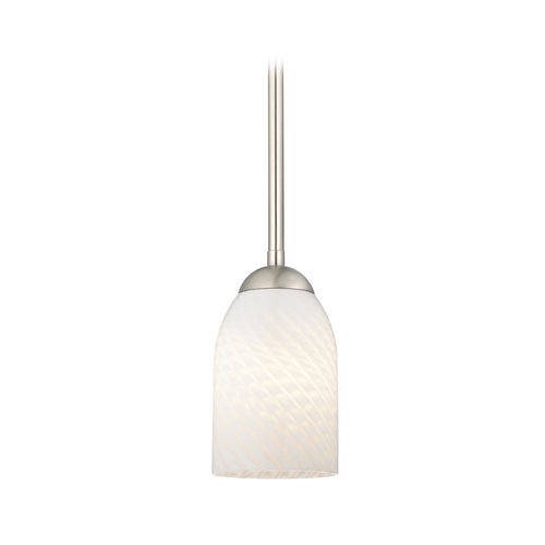 Nickel Mini-Pendant Light with White Art Glass