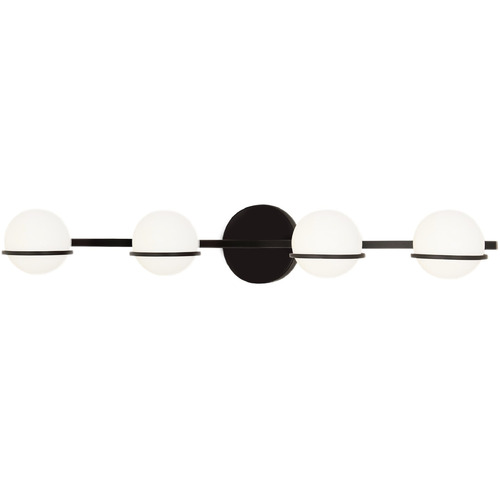 Justice Design Group Justice Design Centric 4-Light Bath Bar Black Opal FSN-4164-OPAL-MBLK