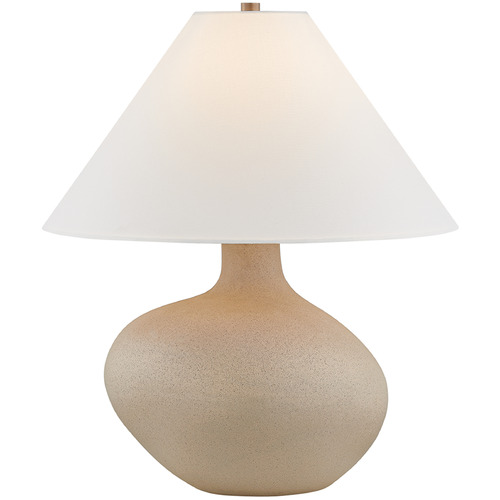 Troy Lighting Troy Lighting Rebecca Patina Brass & Ceramic Rough Sand LED Table Lamp with Empire Shade PTL5825-PBR/COS