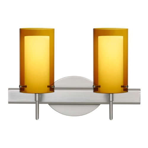 Besa Lighting Besa Lighting Pahu Satin Nickel Bathroom Light 2SW-G44007-SN