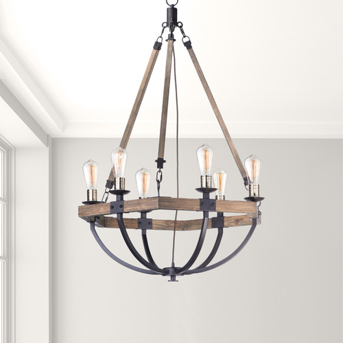 Maxim Lighting Lodge Weathered Oak & Bronze Chandelier by Maxim Lighting 20337WOBZ