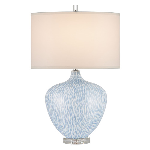 Currey and Company Tinney Blue & Clear Table Lamp with Oval Shade