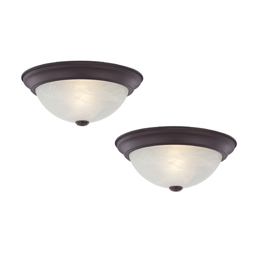 Design Classics Lighting LED 13-Inch Bronze Flushmount Lights with Alabaster Glass - Pack of Two 613-30/ALB  (2 PACK)
