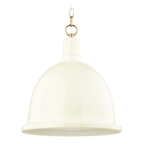 Mitzi by Hudson Valley Blair Aged Brass & Cream Pendant by Mitzi by Hudson Valley H238701L-AGB/CR