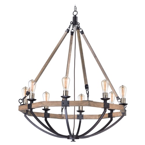 Lodge Weathered Oak & Bronze Chandelier by Maxim Lighting