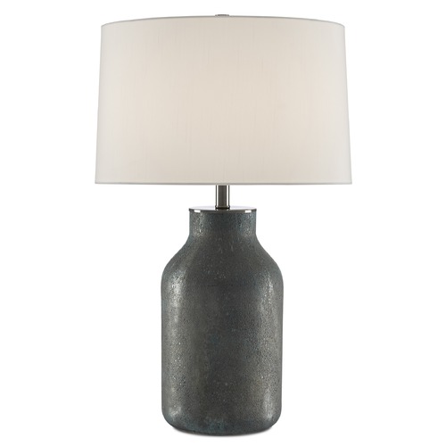 Currey and Company Lighting Currey and Company Strayer Antique Brown / Blue Table Lamp with Drum Shade 6000-0493