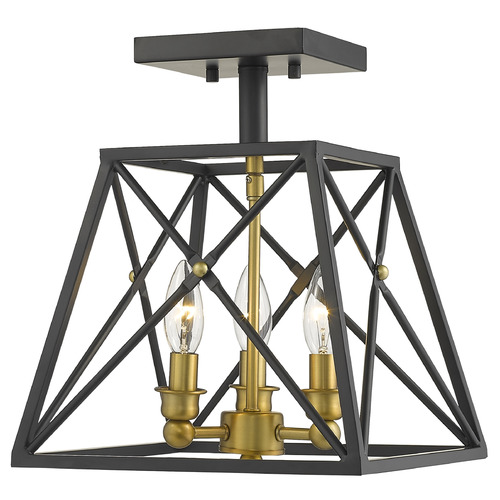 Trestle Matte Black & Olde Brass Semi-Flush Mount by Z-Lite