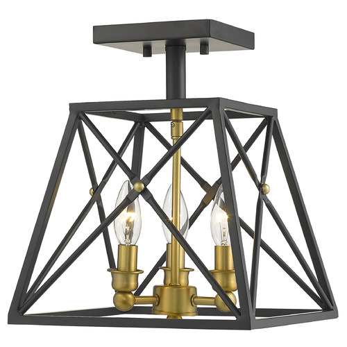 Z-Lite Trestle Matte Black & Olde Brass Semi-Flush Mount by Z-Lite 447SF-MB-OBR