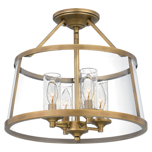 Quoizel Lighting Barlow Semi-Flush in Weathered Brass by Quoizel Lighting BAW1716WS