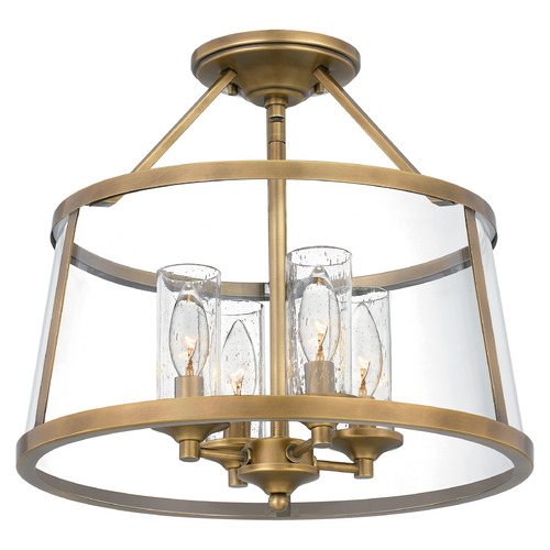 Barlow Semi-Flush in Weathered Brass by Quoizel Lighting