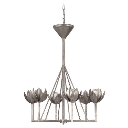 Visual Comfort Signature Collection Julie Neill Alberto Small Chandelier in Silver Leaf by Visual Comfort Signature JN5003BSL