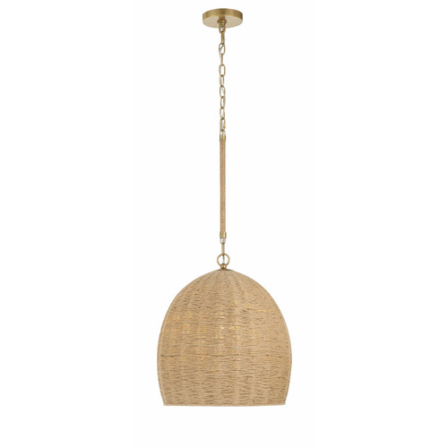 Jace 15-Inch Jute Pendant in Soft Gold by Crystorama Lighting