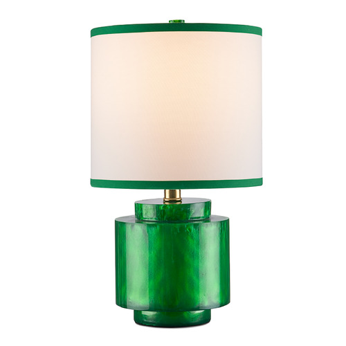 Currey and Company Beryl Green Swirl Table Lamp with Drum Shade