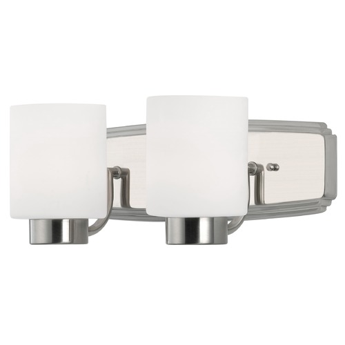 Contemporary Bathroom Light in Satin Nickel Finish with Two Lights