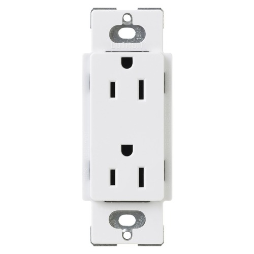 Lutron Dimmer Controls Designer Style Tamper Resistant Receptacle in White 15A CARS-15-TR-WH