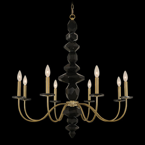 Allegri Crystal Piedra Brushed Brass & Black Marble Chandelier