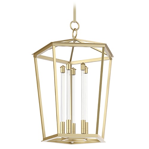 Delphine 23.75-Inch High Natural Brass LED Pendant by Alora Lighting