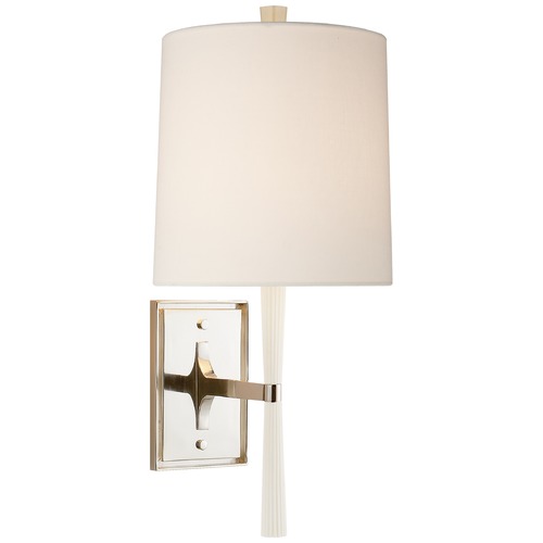Visual Comfort Signature Collection Barbara Barry Refined Rib Sconce in White & Nickel by Visual Comfort Signature BBL2036CWL