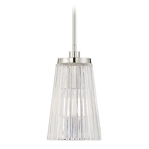 Savoy House Lighting Polished Nickel Mini-Pendant Light with Conical Shade